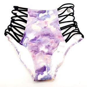 VS PINK Purple Watercolor Strappy High Waist